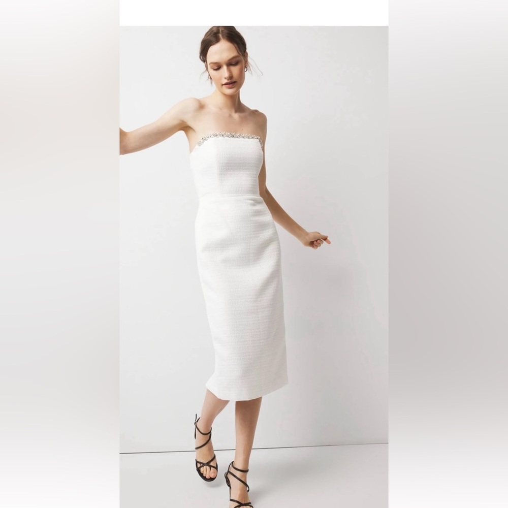 Elegant White Strapless Dress by White House Black Market Size 14 NWT